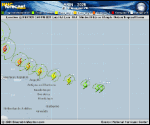 Tropical Storm Erin forecast track map as of National Hurricane Center discussion number 15
