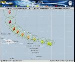 Hurricane Erin forecast track map as of National Hurricane Center discussion number 18