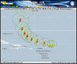 Hurricane Erin forecast track map as of National Hurricane Center discussion number 19