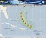 Hurricane Erin forecast track map as of National Hurricane Center discussion number 25
