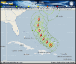 Hurricane Erin forecast track map as of National Hurricane Center discussion number 27