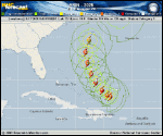 Hurricane Erin forecast track map as of National Hurricane Center discussion number 34