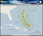 Hurricane Erin forecast track map as of National Hurricane Center discussion number 41