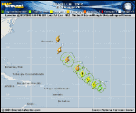 Tropical Storm DANIELLE forecast track map as of National Hurricane Center discussion number 13