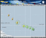 Tropical Depression SIX forecast track map as of National Hurricane Center discussion number 1