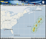 Hurricane DANIELLE forecast track map as of National Hurricane Center discussion number 28