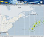 Hurricane DANIELLE forecast track map as of National Hurricane Center discussion number 32