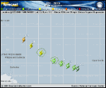 Tropical Depression SIX forecast track map as of National Hurricane Center discussion number 4