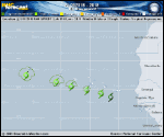Tropical Depression  forecast track map as of National Hurricane Center discussion number 4