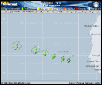 Tropical Depression  forecast track map as of National Hurricane Center discussion number 5