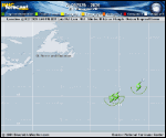 Tropical Depression  forecast track map as of National Hurricane Center discussion number 19