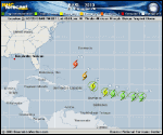 Tropical Storm EARL forecast track map as of National Hurricane Center discussion number 10