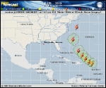 Hurricane EARL forecast track map as of National Hurricane Center discussion number 21