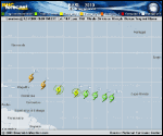 Tropical Storm EARL forecast track map as of National Hurricane Center discussion number 3