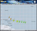Tropical Storm EARL forecast track map as of National Hurricane Center discussion number 5
