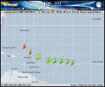 Tropical Storm EARL forecast track map as of National Hurricane Center discussion number 7