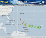 Tropical Storm EARL forecast track map as of National Hurricane Center discussion number 9