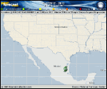Tropical Depression  forecast track map as of National Hurricane Center discussion number 14