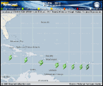 Tropical Depression SEVEN forecast track map as of National Hurricane Center discussion number 3
