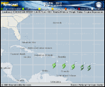 Tropical Depression SEVEN forecast track map as of National Hurricane Center discussion number 5