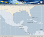 Tropical Depression  forecast track map as of National Hurricane Center discussion number 8