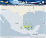 Tropical Storm Franklin forecast track map as of National Hurricane Center discussion number 11