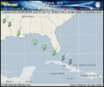 Tropical Depression  forecast track map as of National Hurricane Center discussion number 1