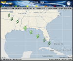 Tropical Depression  forecast track map as of National Hurricane Center discussion number 3