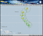 Tropical Storm Gabrielle forecast track map as of National Hurricane Center discussion number 13