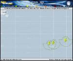Tropical Depression  forecast track map as of National Hurricane Center discussion number 36