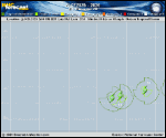 Tropical Depression  forecast track map as of National Hurricane Center discussion number 39