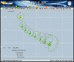 Tropical Storm Gabrielle forecast track map as of National Hurricane Center discussion number 6