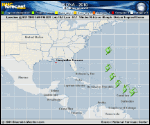 Tropical Storm FIONA forecast track map as of National Hurricane Center discussion number 5