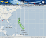 Tropical Storm FIONA forecast track map as of National Hurricane Center discussion number 8