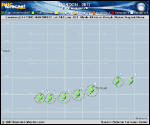Tropical Storm GORDON forecast track map as of National Hurricane Center discussion number 10