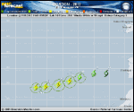 Hurricane GORDON forecast track map as of National Hurricane Center discussion number 12