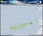 Hurricane GORDON forecast track map as of National Hurricane Center discussion number 13