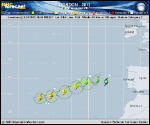 Hurricane GORDON forecast track map as of National Hurricane Center discussion number 14