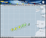 Hurricane GORDON forecast track map as of National Hurricane Center discussion number 15