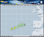 Hurricane GORDON forecast track map as of National Hurricane Center discussion number 16