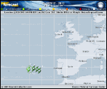 Tropical Depression  forecast track map as of National Hurricane Center discussion number 21