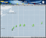 Tropical Depression EIGHT forecast track map as of National Hurricane Center discussion number 2