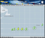 Tropical Storm GORDON forecast track map as of National Hurricane Center discussion number 5