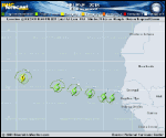 Tropical Storm Helene forecast track map as of National Hurricane Center discussion number 3