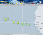 Tropical Storm Helene forecast track map as of National Hurricane Center discussion number 5