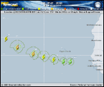 Tropical Storm Helene forecast track map as of National Hurricane Center discussion number 7