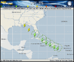 Tropical Storm ISAAC forecast track map as of National Hurricane Center discussion number 12