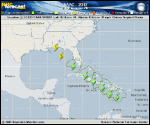 Tropical Storm ISAAC forecast track map as of National Hurricane Center discussion number 13