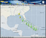Tropical Storm ISAAC forecast track map as of National Hurricane Center discussion number 14