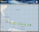 Tropical Depression NINE forecast track map as of National Hurricane Center discussion number 1